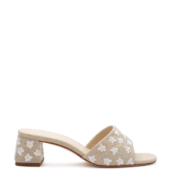 Larroude Brigitte Mule In Raw Linen Sandals - Picture 2 of 14